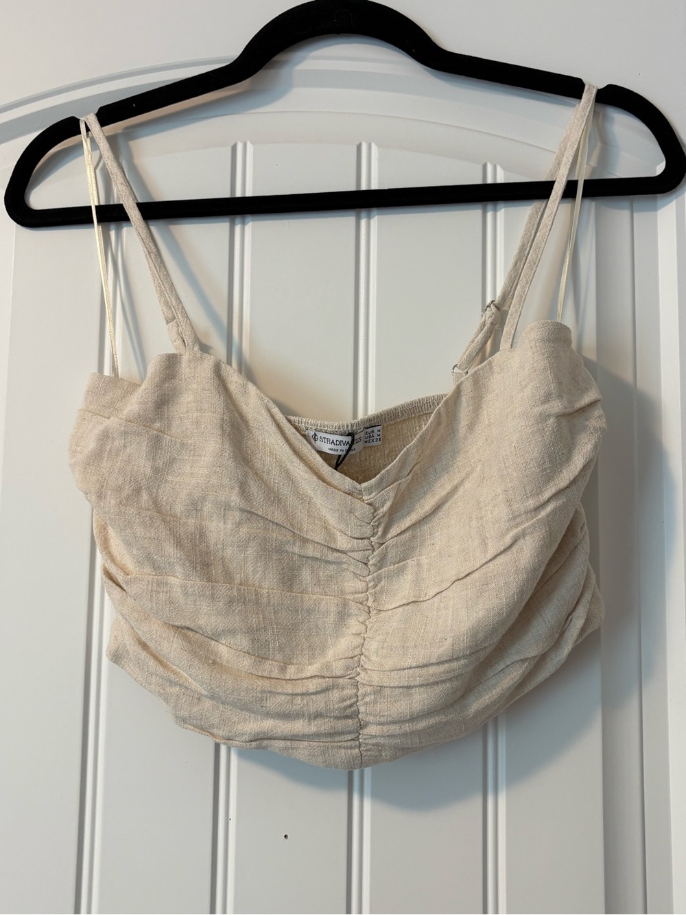 Stradivarius Ruched Cami Top in Beige